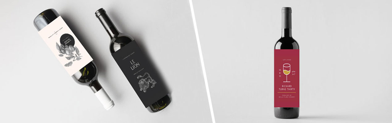 Etiquettes adhésives pour bouteille de vin